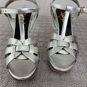 New Yves Saint Laurent Women's Silver Sandals